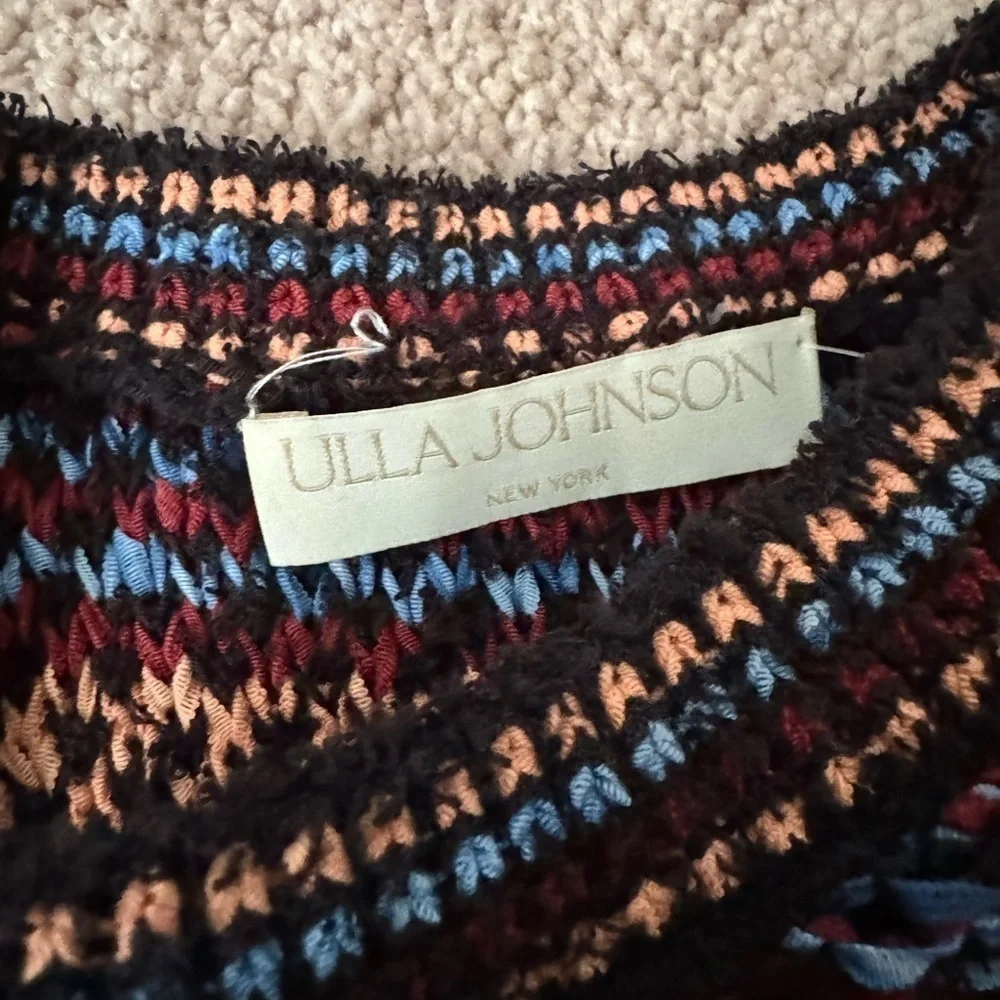Ulla Johnson-SET Multicolored Stripe Shortsleeve Top and Matching Fringe Skirt